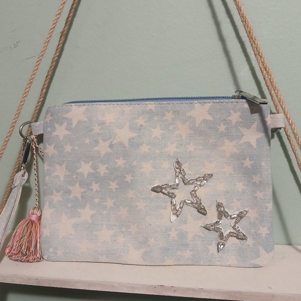 Bari Lynn Denim Large Wristlet